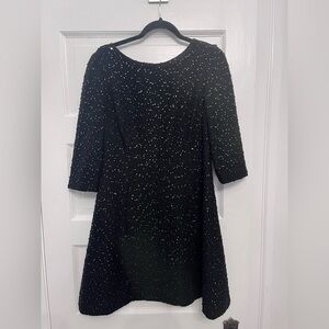 Vince Camuto Black Textured Dress with half sleeve